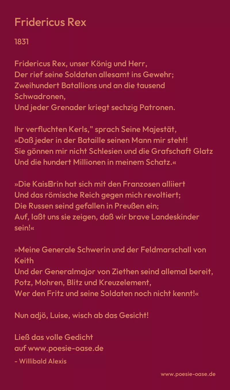 Gedicht: Fridericus Rex von Willibald Alexis