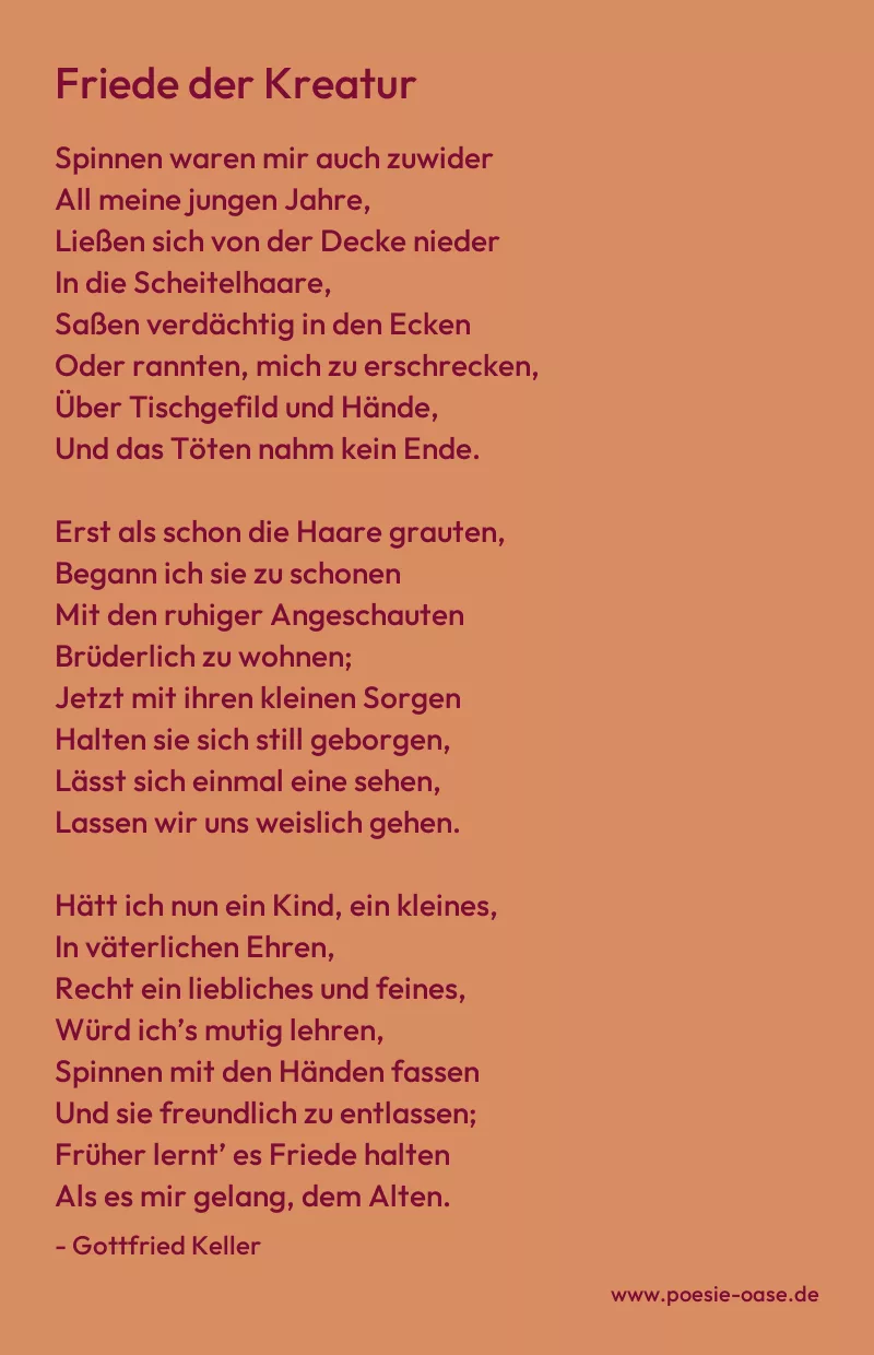 Gedicht: Friede der Kreatur von Gottfried Keller