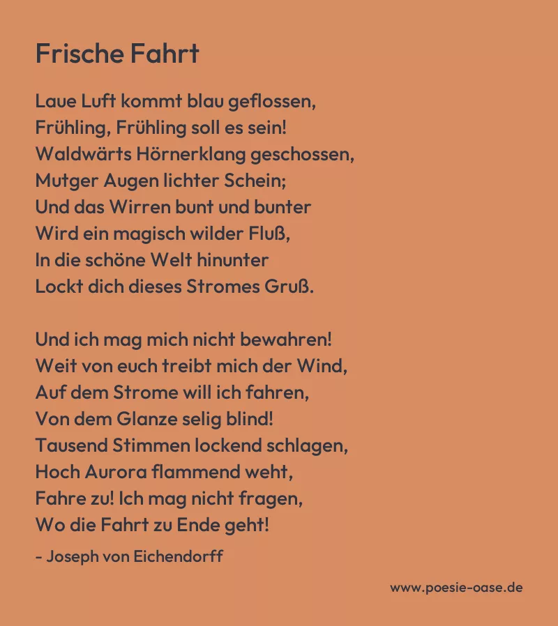 Gedicht: Frische Fahrt von Joseph von Eichendorff
