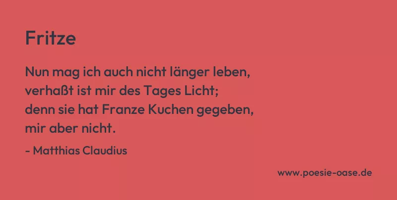 Gedicht: Fritze von Matthias Claudius
