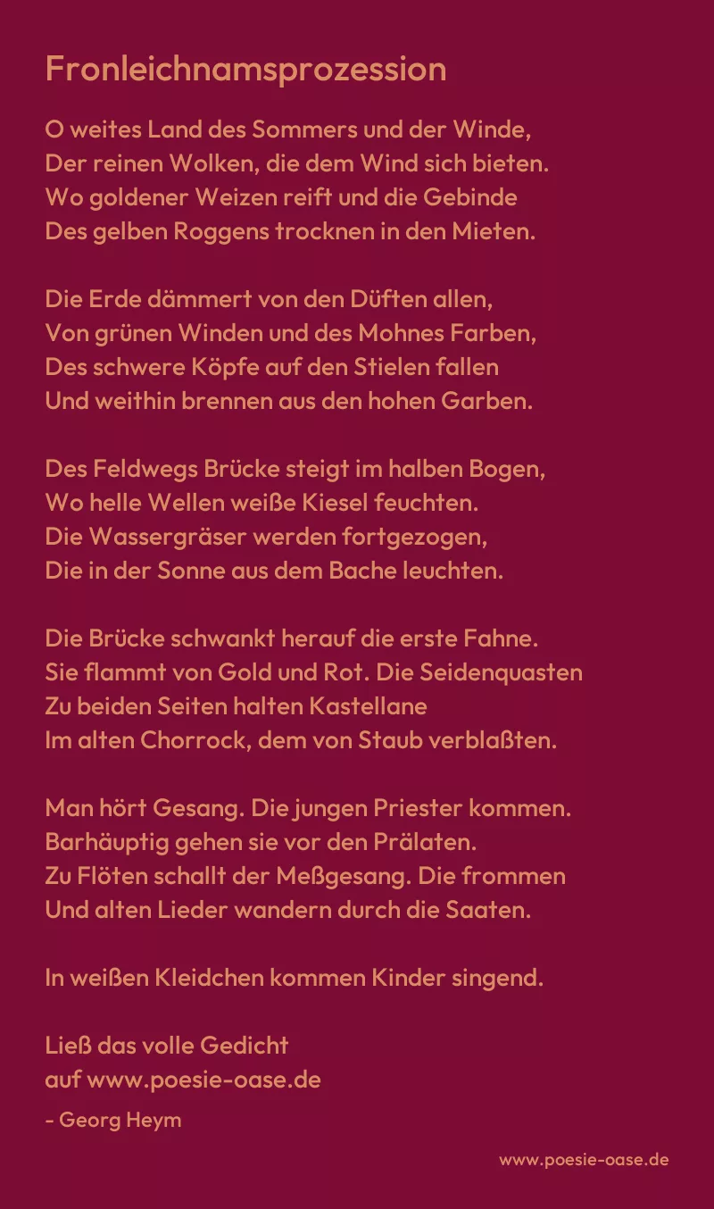 Gedicht: Fronleichnamsprozession von Georg Heym