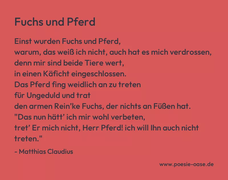 Gedicht: Fuchs und Pferd von Matthias Claudius