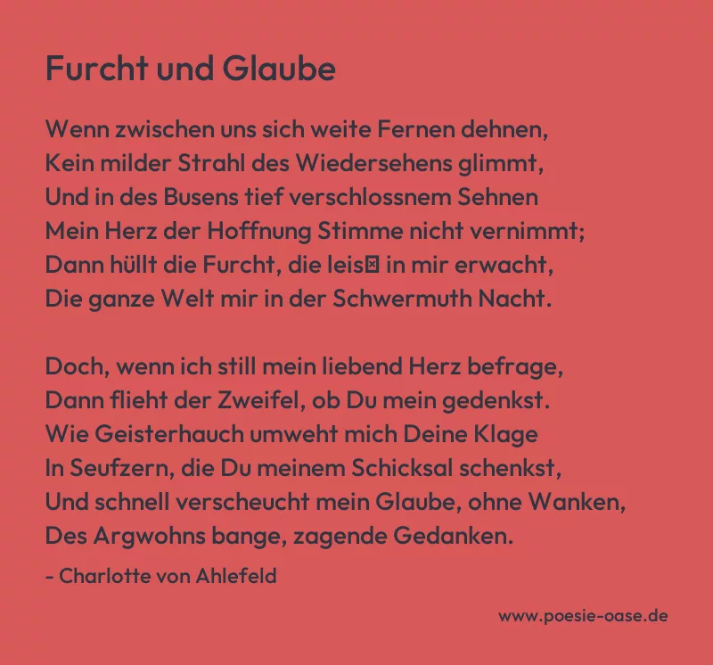 Gedicht: Furcht und Glaube von Charlotte von Ahlefeld