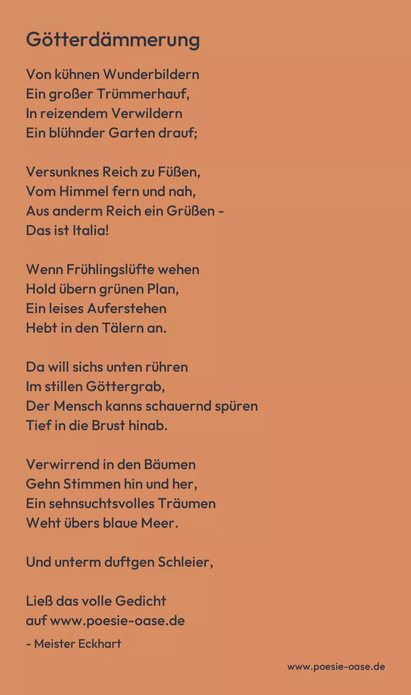 Gedicht: Götterdämmerung von Meister Eckhart