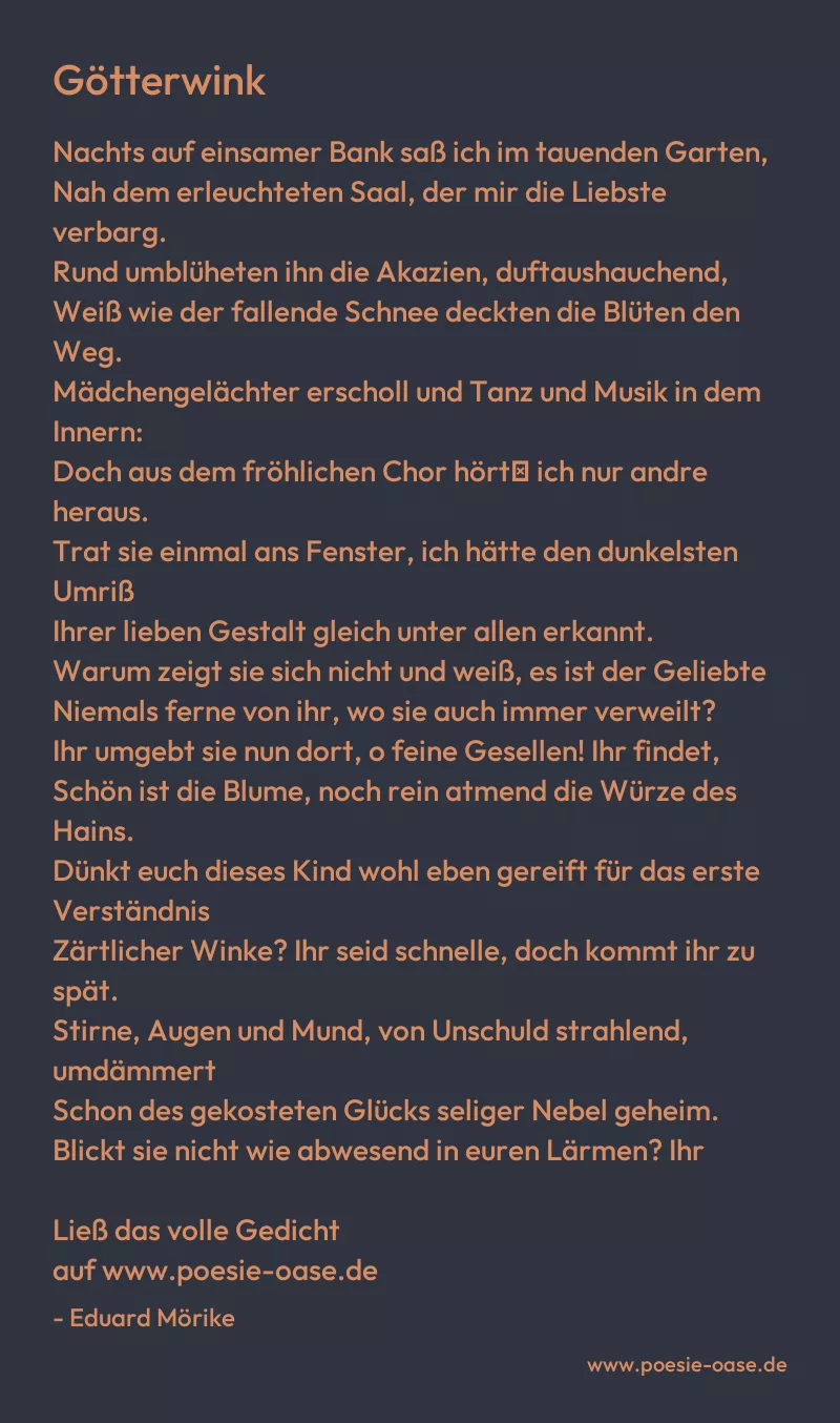 Gedicht: Götterwink von Eduard Mörike