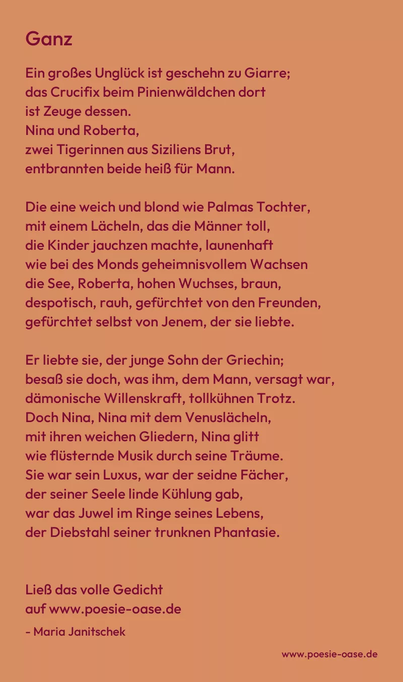 Gedicht: Ganz von Maria Janitschek