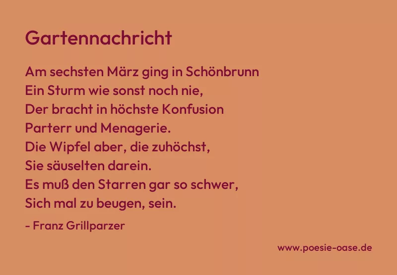 Gedicht: Gartennachricht von Franz Grillparzer