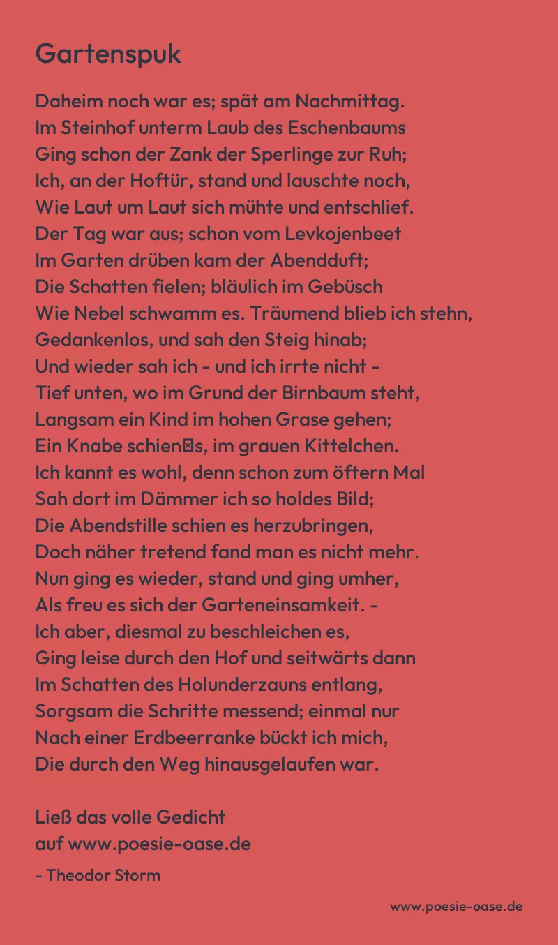 Gedicht: Gartenspuk von Theodor Storm