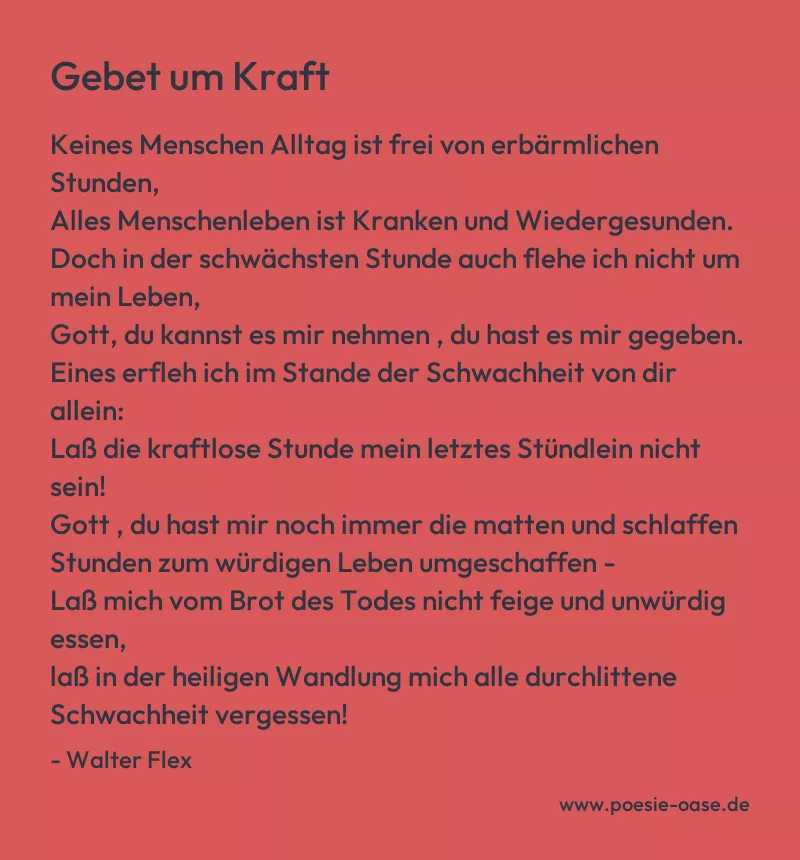 Gedicht: Gebet um Kraft von Walter Flex