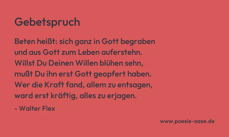 Gedicht: Gebetspruch von Walter Flex