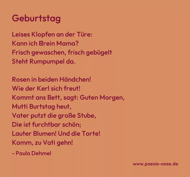 Gedicht: Geburtstag von Paula Dehmel