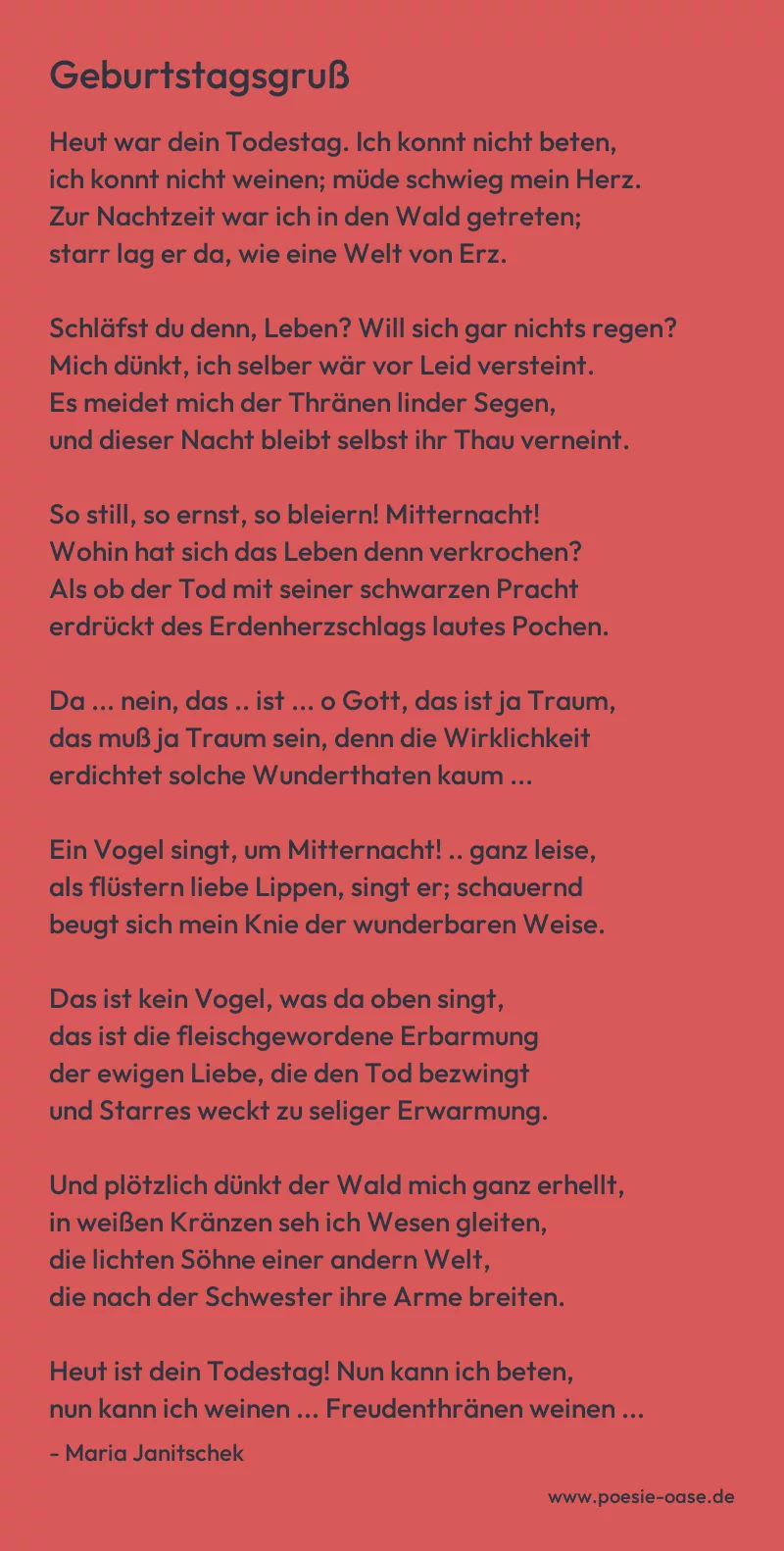 Gedicht: Geburtstagsgruß von Maria Janitschek
