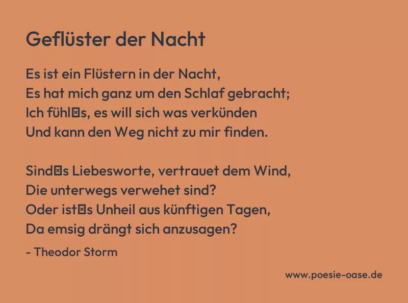 Gedicht: Geflüster der Nacht von Theodor Storm