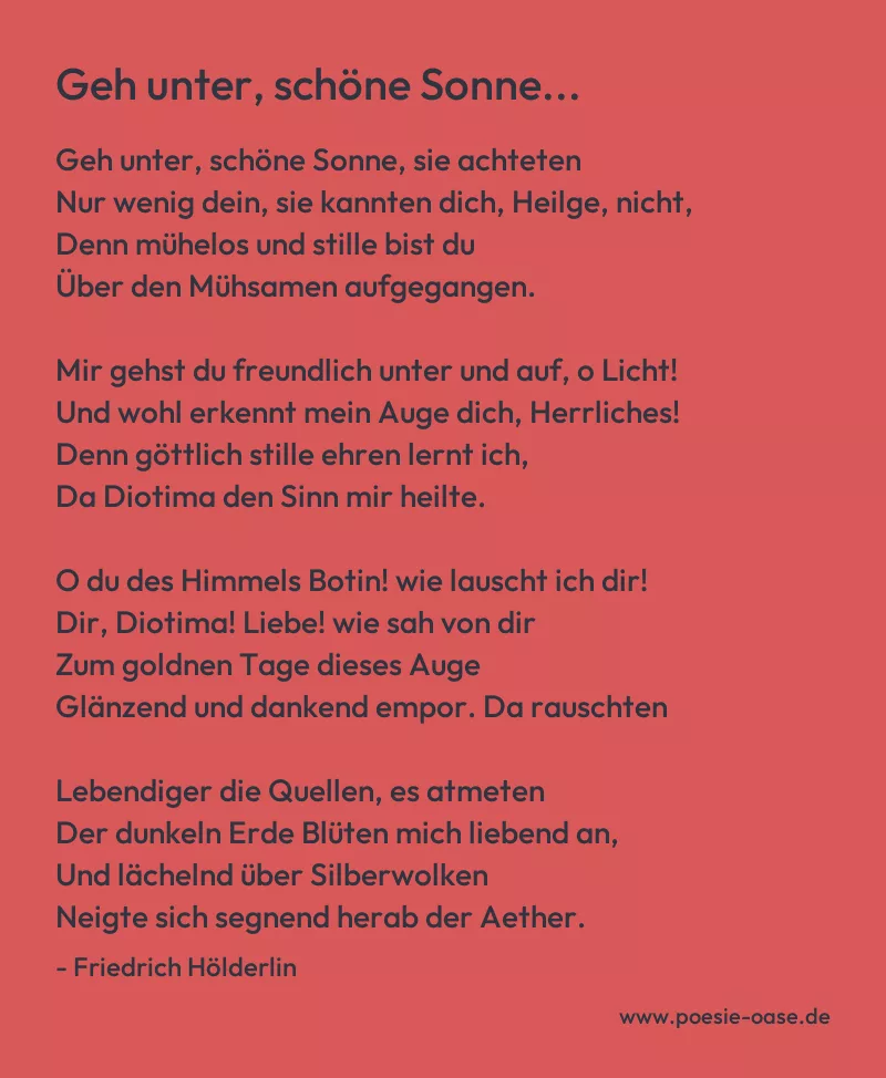 Gedicht: Geh unter, schöne Sonne... von Friedrich Hölderlin