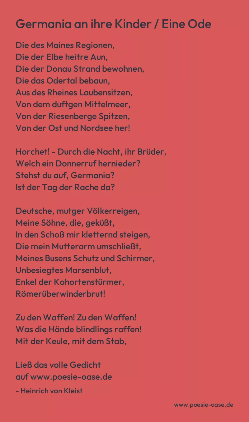 Gedicht: Germania an ihre Kinder / Eine Ode von Heinrich von Kleist