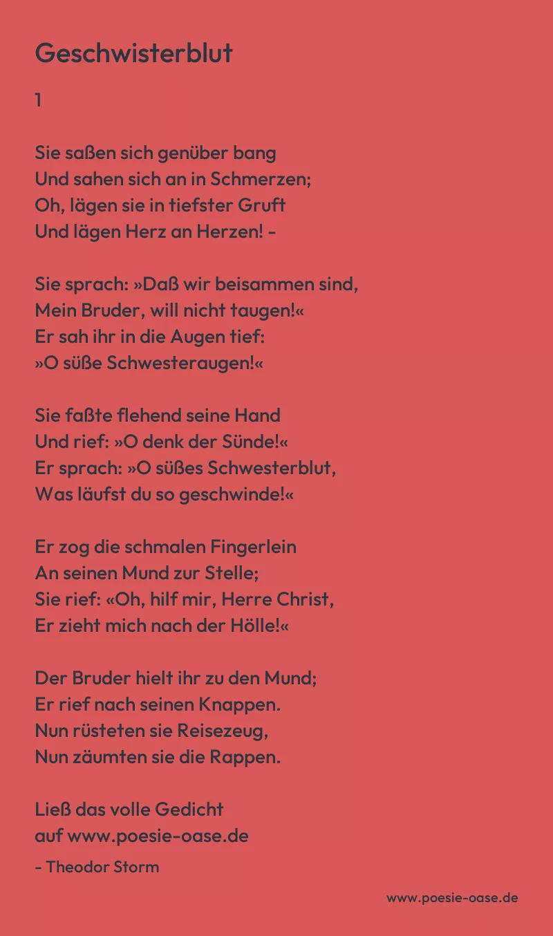 Gedicht: Geschwisterblut von Theodor Storm