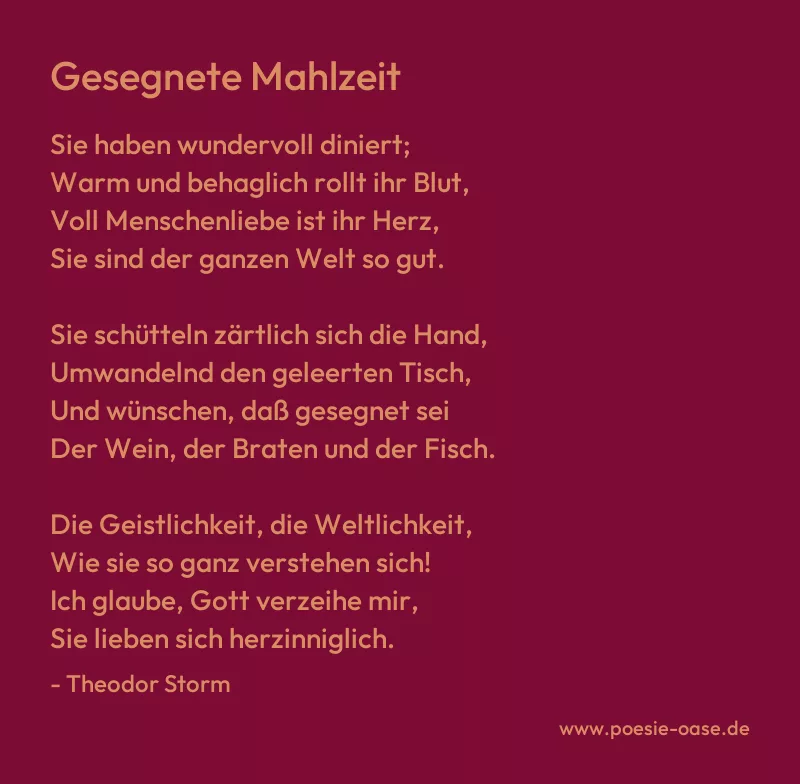 Gedicht: Gesegnete Mahlzeit von Theodor Storm