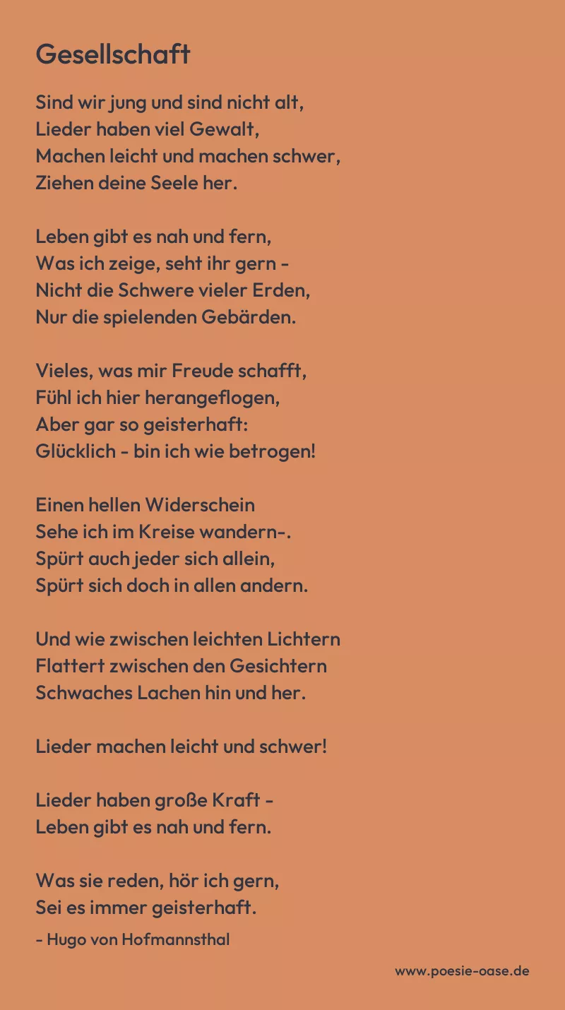 Gedicht: Gesellschaft von Hugo von Hofmannsthal