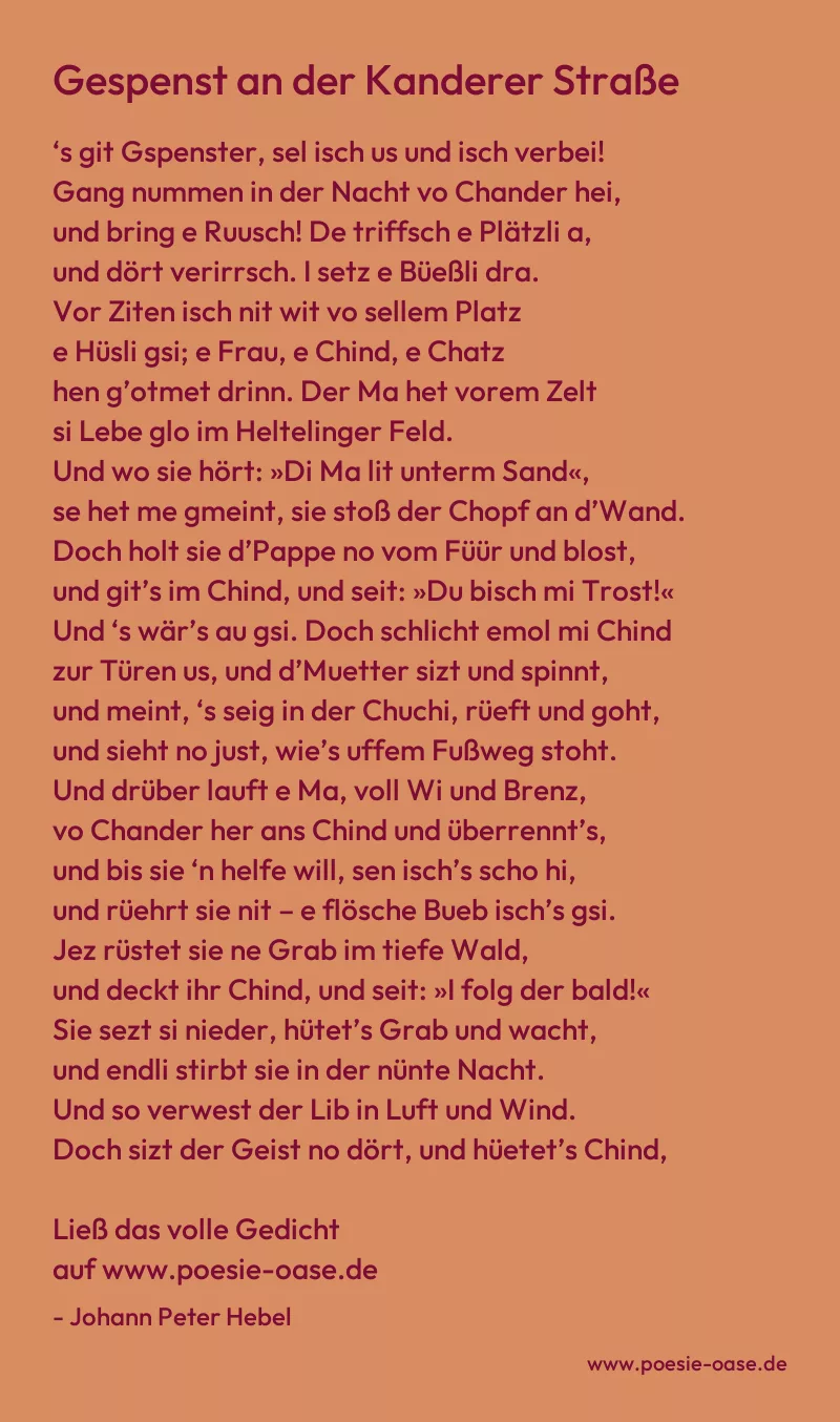 Gedicht: Gespenst an der Kanderer Straße von Johann Peter Hebel