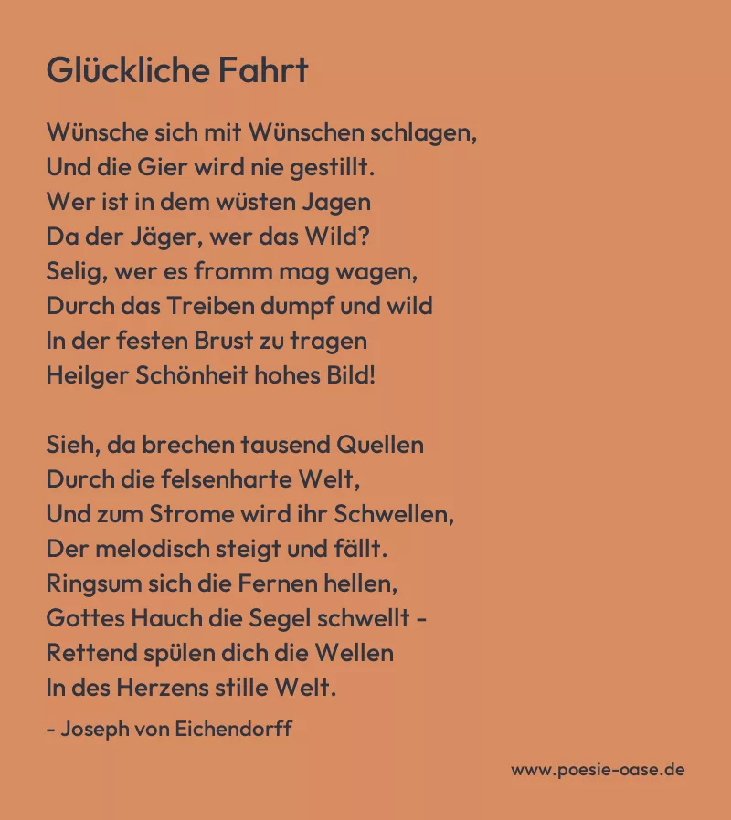 Gedicht: Glückliche Fahrt von Joseph von Eichendorff