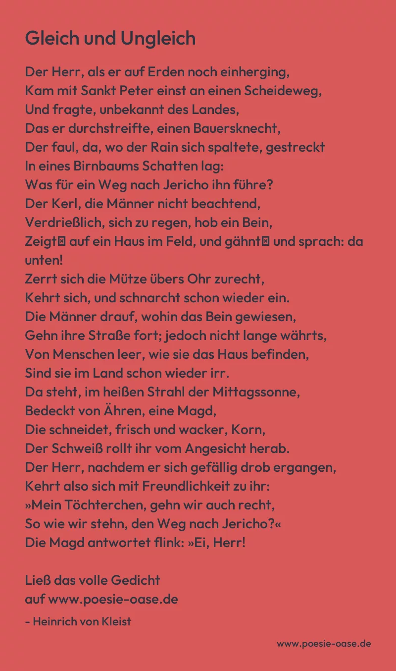 Gedicht: Gleich und Ungleich von Heinrich von Kleist