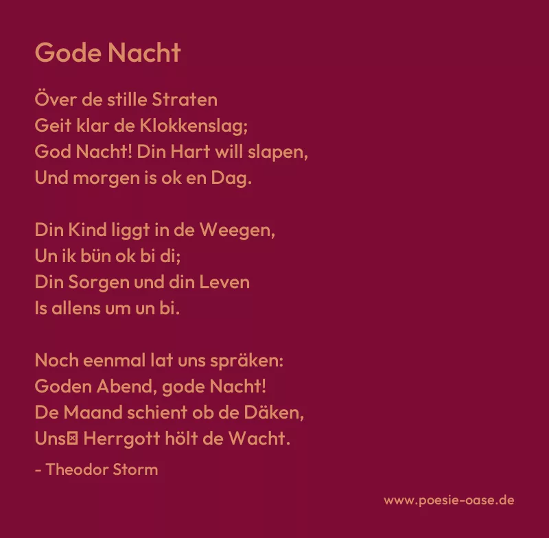 Gedicht: Gode Nacht von Theodor Storm