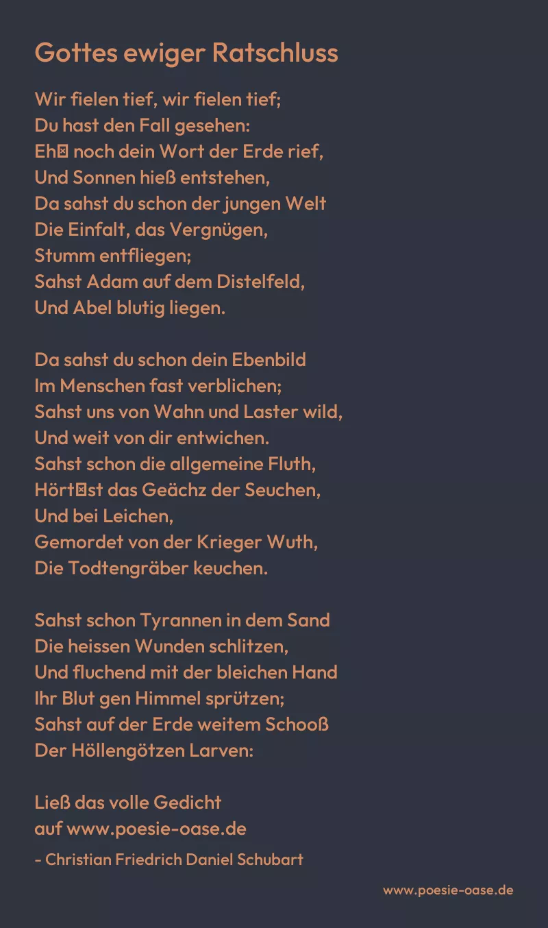 Gedicht: Gottes ewiger Ratschluss von Christian Friedrich Daniel Schubart