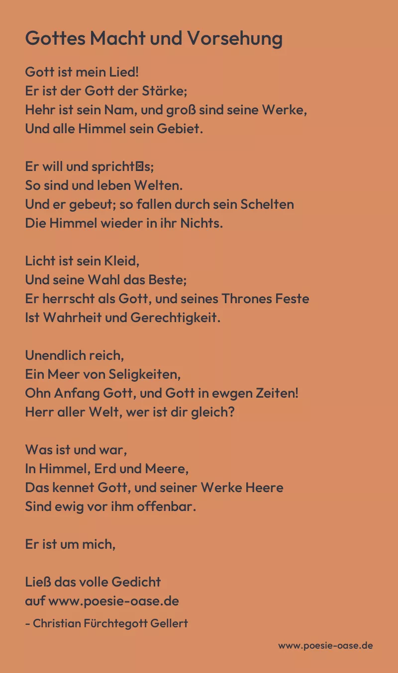 Gedicht: Gottes Macht und Vorsehung von Christian Fürchtegott Gellert