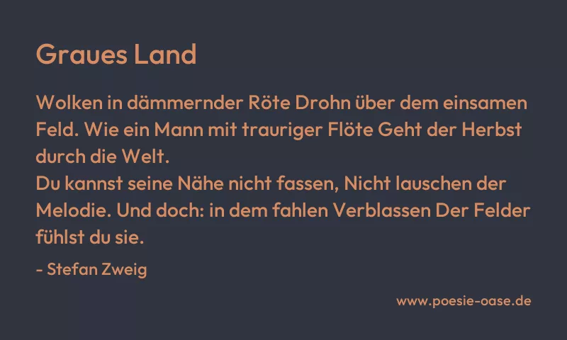 Gedicht: Graues Land von Stefan Zweig