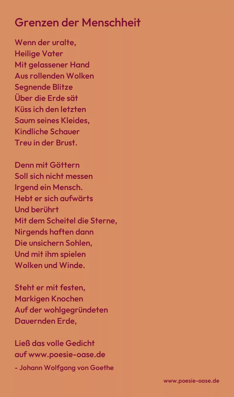 Gedicht: Grenzen der Menschheit von Johann Wolfgang von Goethe