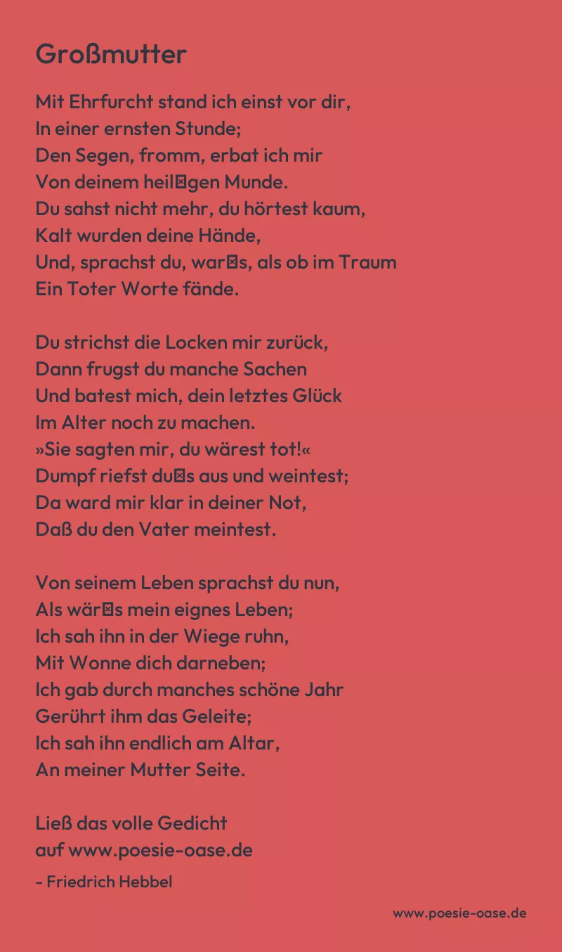 Gedicht: Großmutter von Friedrich Hebbel