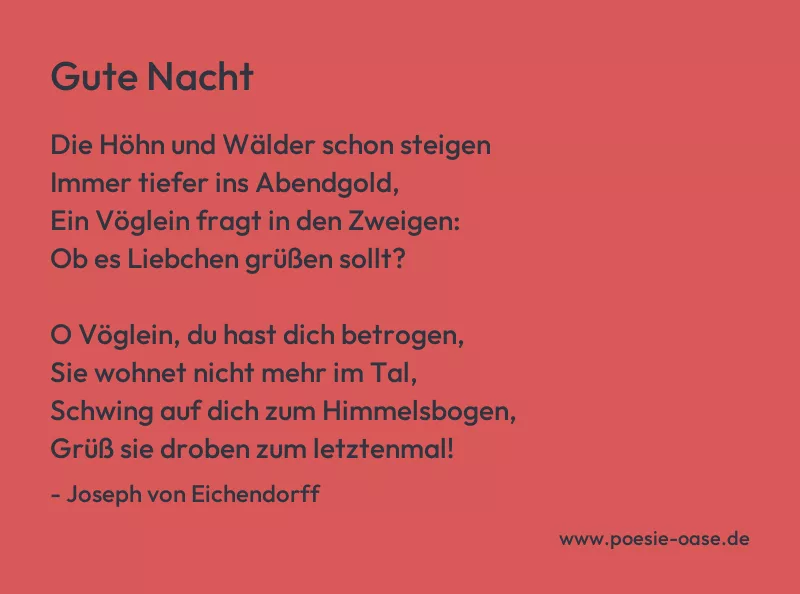 Gedicht: Gute Nacht von Joseph von Eichendorff