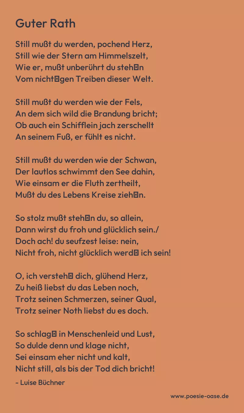 Gedicht: Guter Rath von Luise Büchner