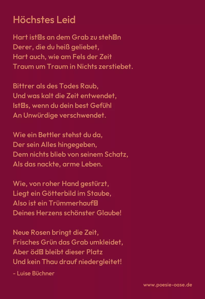 Gedicht: Höchstes Leid von Luise Büchner