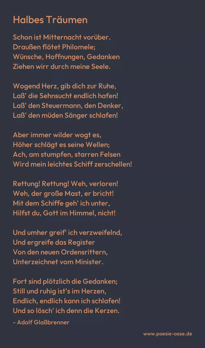Gedicht: Halbes Träumen von Adolf Glaßbrenner
