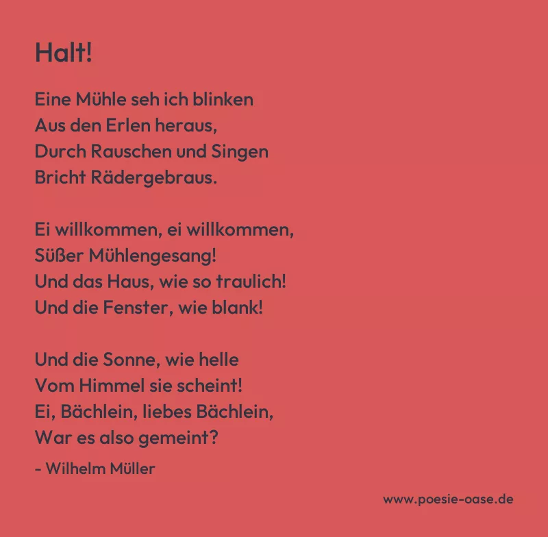 Gedicht: Halt! von Wilhelm Müller