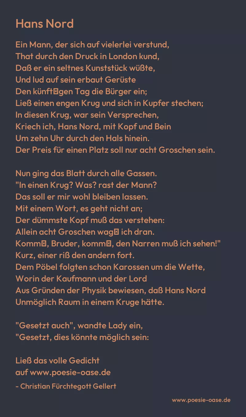 Gedicht: Hans Nord von Christian Fürchtegott Gellert