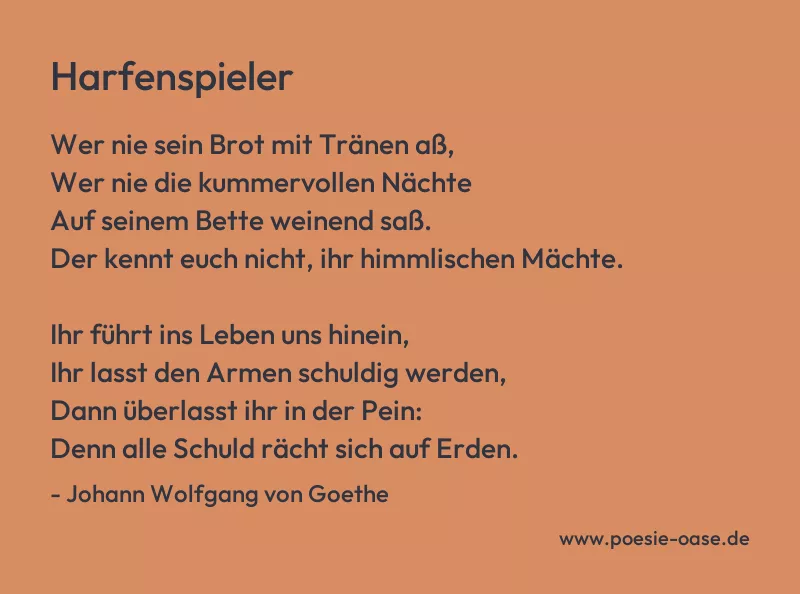Gedicht: Harfenspieler von Johann Wolfgang von Goethe