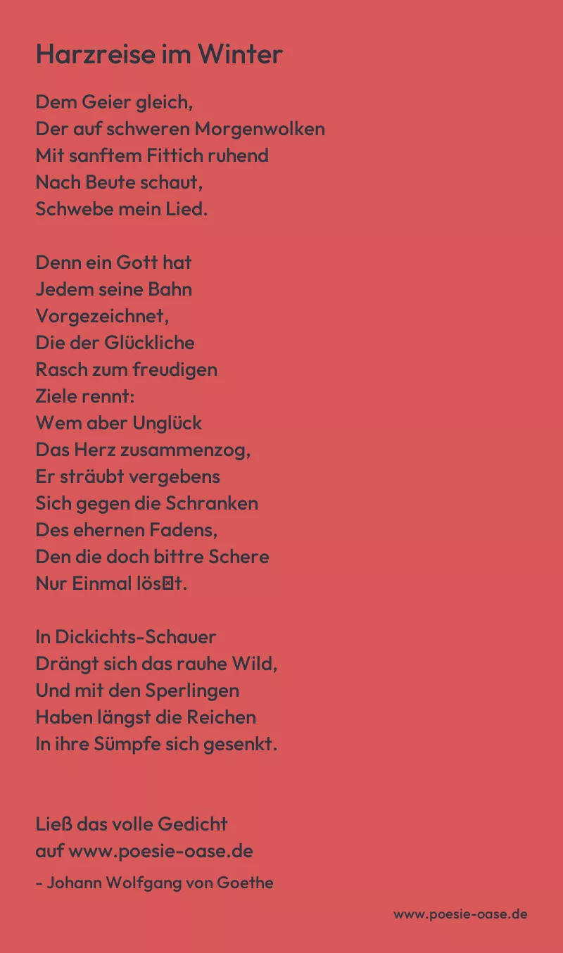 Gedicht: Harzreise im Winter von Johann Wolfgang von Goethe