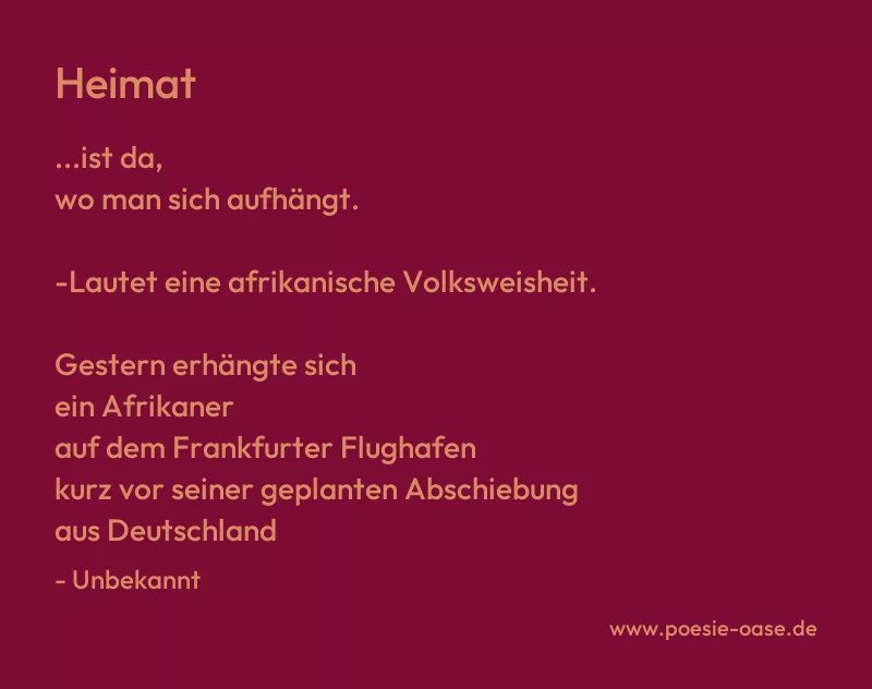 Gedicht: Heimat von Unbekannt