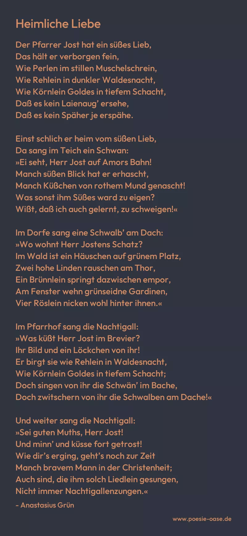 Gedicht: Heimliche Liebe von Anastasius Grün
