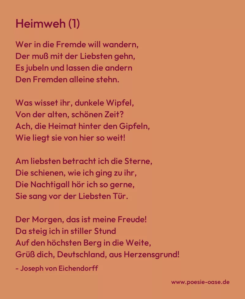 Gedicht: Heimweh (1) von Joseph von Eichendorff