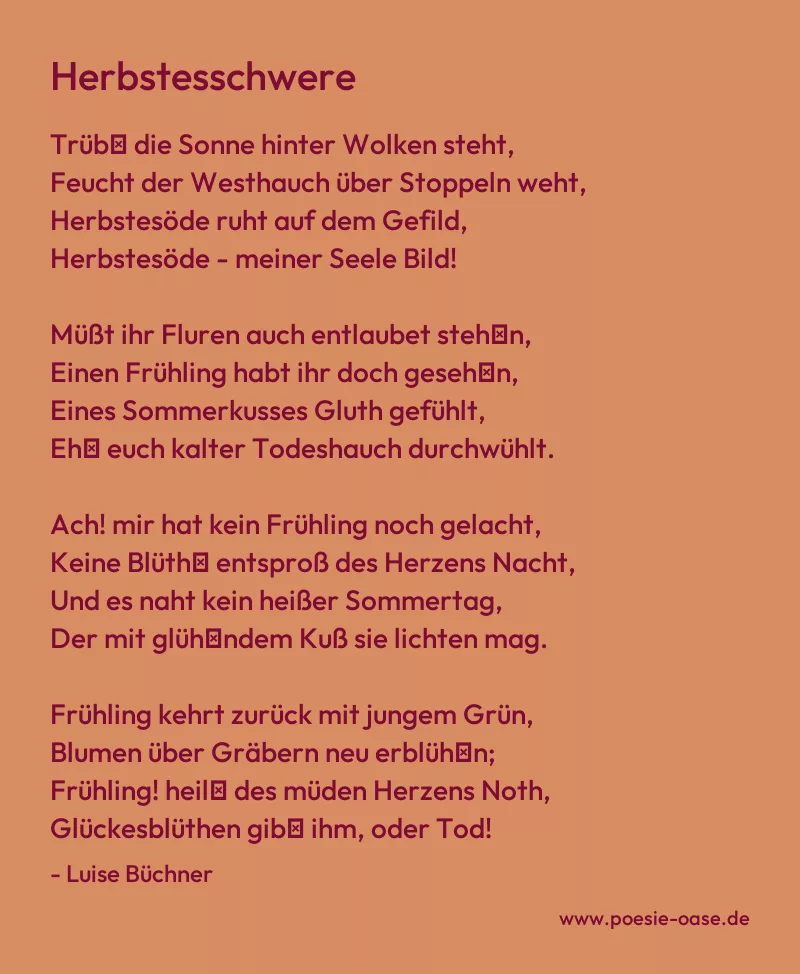 Gedicht: Herbstesschwere von Luise Büchner