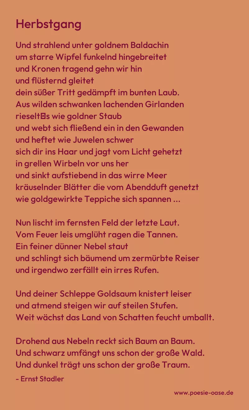 Gedicht: Herbstgang von Ernst Stadler