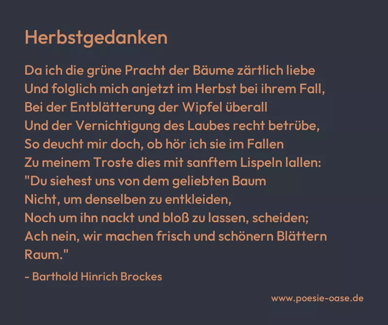Gedicht: Herbstgedanken von Barthold Hinrich Brockes