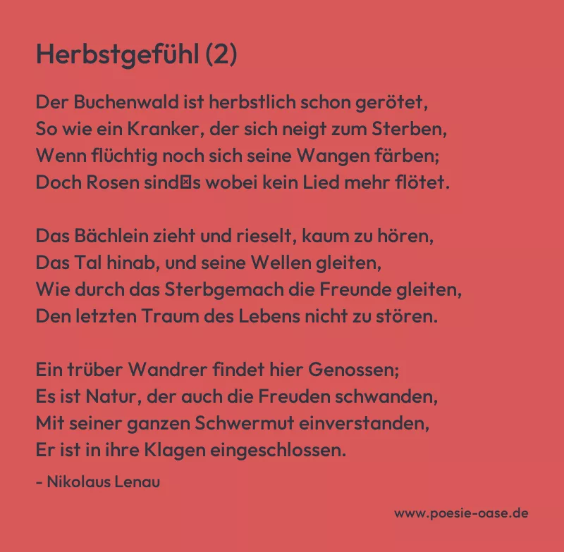 Gedicht: Herbstgefühl (2) von Nikolaus Lenau