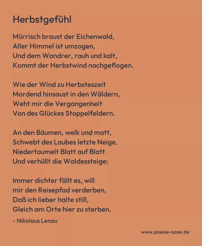 Gedicht: Herbstgefühl von Nikolaus Lenau