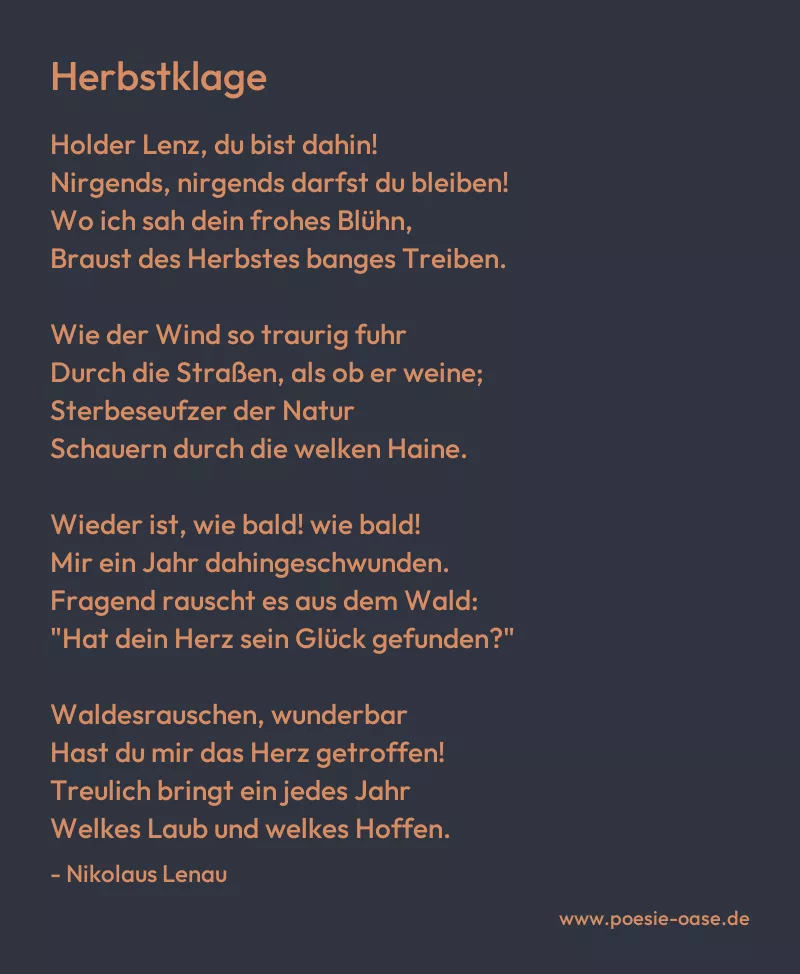 Gedicht: Herbstklage von Nikolaus Lenau