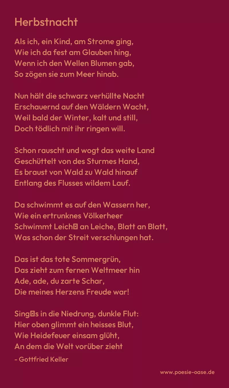 Gedicht: Herbstnacht von Gottfried Keller