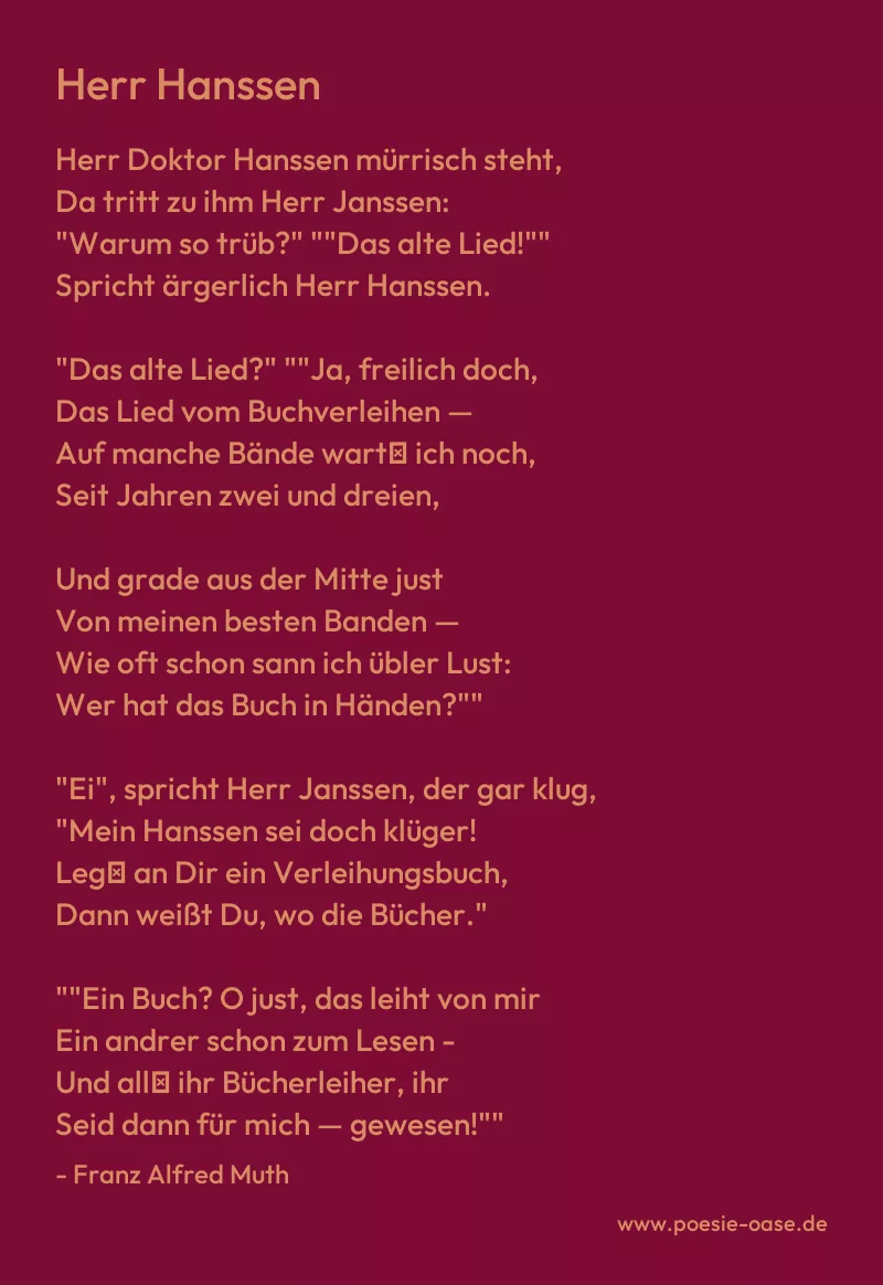 Gedicht: Herr Hanssen von Franz Alfred Muth